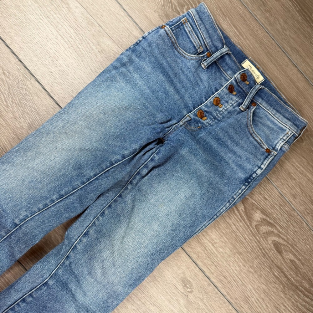 Madewell Women Jeans 10 High-Rise Skinny Button Fly Raw Hem Blue 26